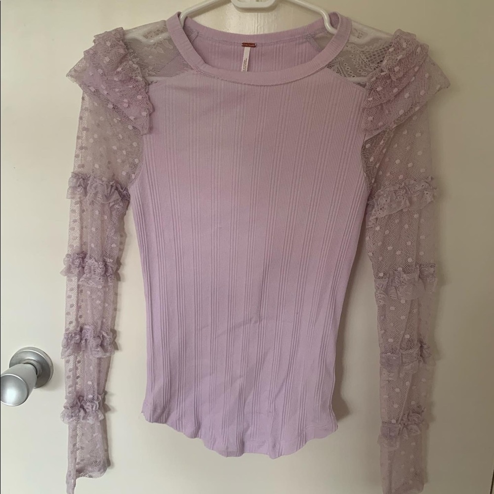 free people light purple mesh top